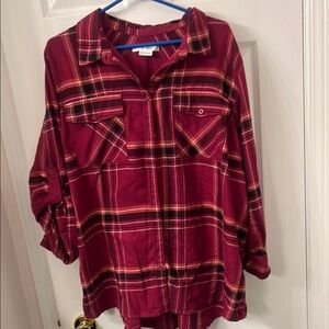 Pennington’s Pink and Red Plaid Button-Up Shirt